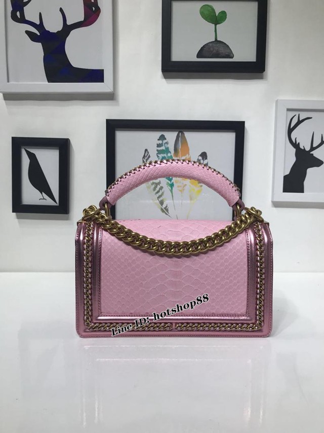 CHANEL女包 94804#67086 最新款 重金屬手柄包 非洲進口野生蟒蛇皮 香奈兒手拎包 chanel單肩包 chanel斜挎女包 djc1625